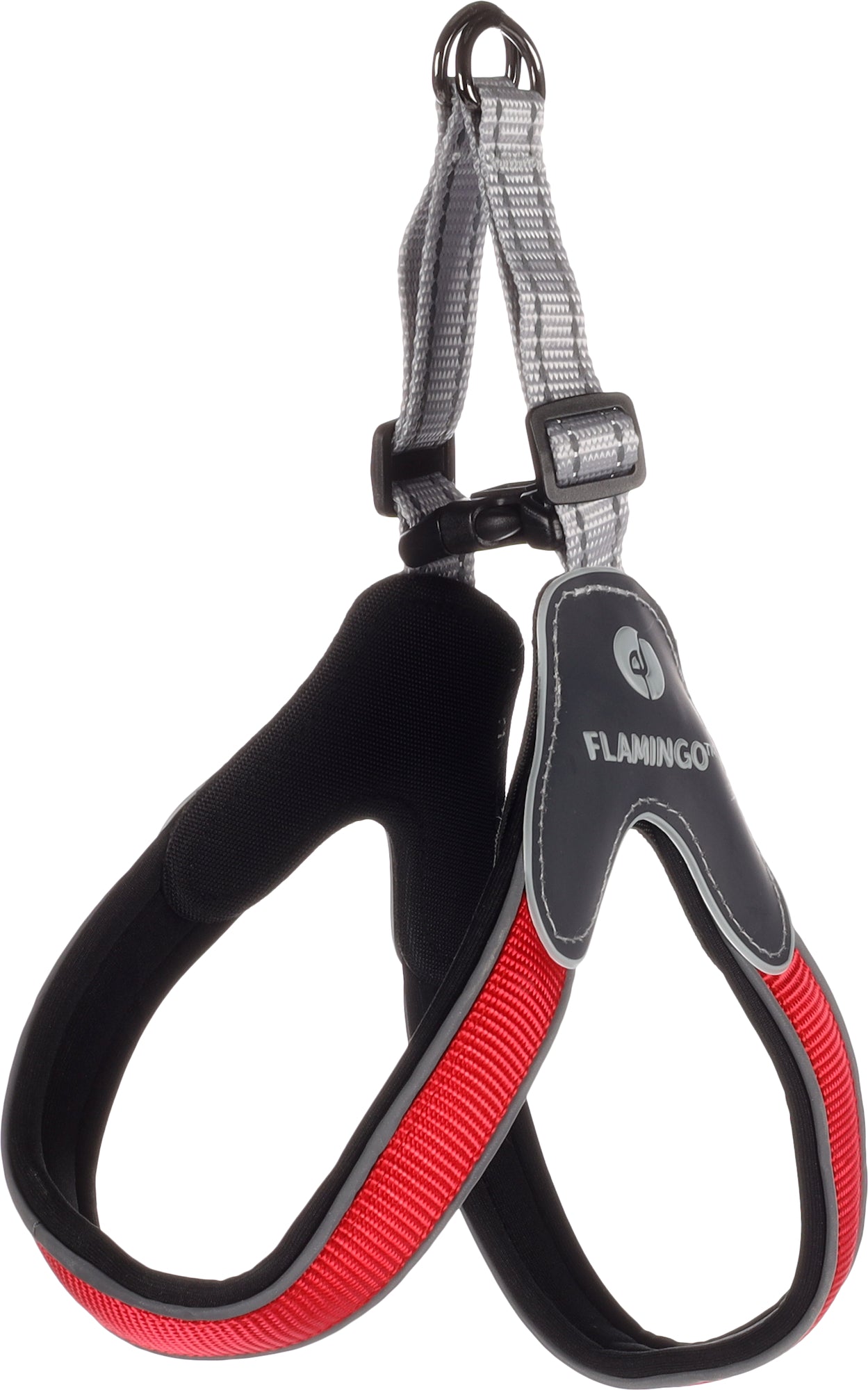 FLAMINGO CANE PETTORINA IN NYLON "EASY HILKA" 15 MM x 25-35 CM ROSSO/NERO