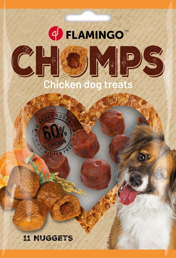 FLAMINGO CANE SNACK "CHOMPS" NUGGETS DI POLLO CF. (11 PZ) 90 GR