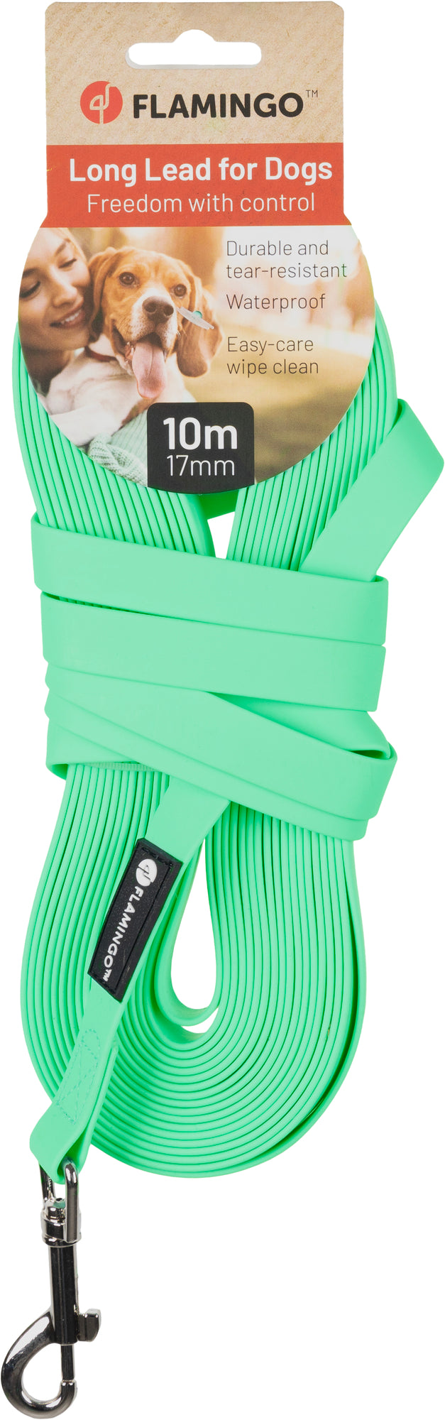 FLAMINGO CANE GUINZAGLIO EDUCATIVO "CASPAR" 17 MM x 10 MT VERDE MENTA