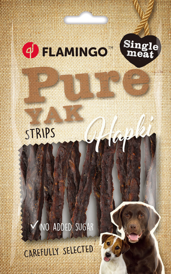 FLAMINGO CANE SNACK "HAPKI PURE" STRISCE DI YAK 85 GR