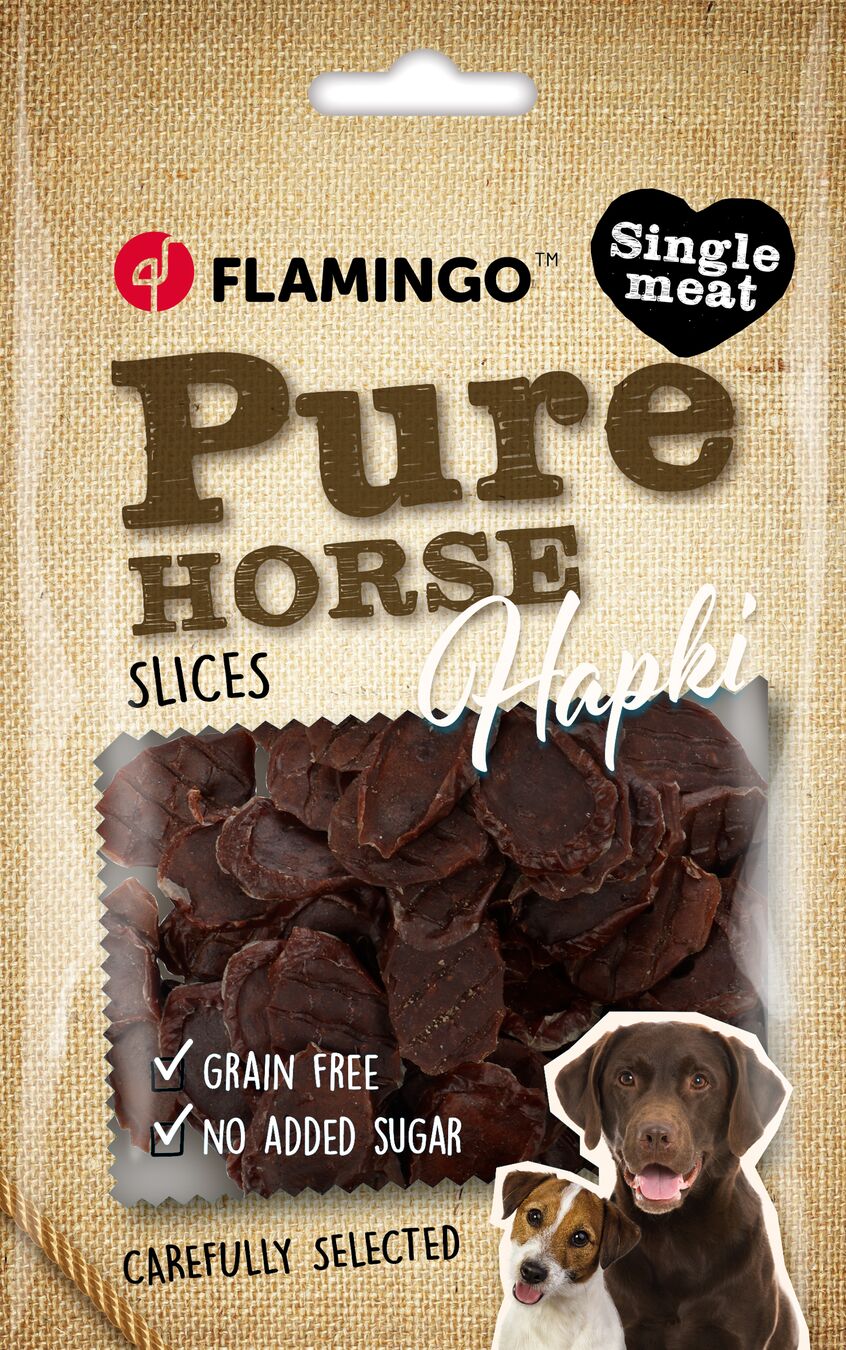 FLAMINGO CANE SNACK "HAPKI PURE" MONETE DI CAVALLO 85 GR