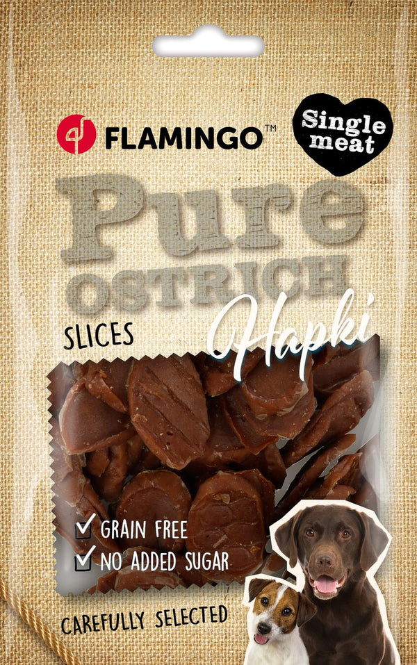 Flamingo Cane Snack "hapki Pure" Monete Di Struzzo 85 GR