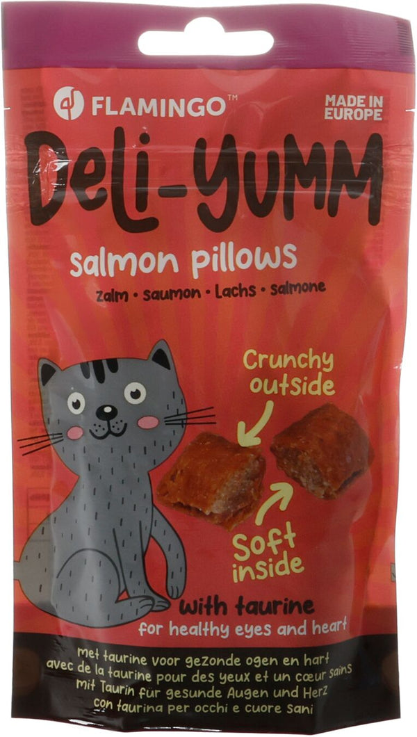 FLAMINGO GATTO SNACK "DELI-YUMM" PILLOWS CON SALMONE 50 GR