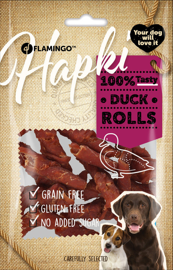 FLAMINGO CANE SNACK "HAPKI" ROLLINI DI ANATRA 85 GR