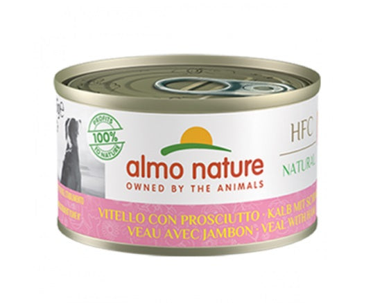 ALMO NATURE HFC NATURAL DOGS 24X95 G CON VITELLO CON PROSCIUTTO
