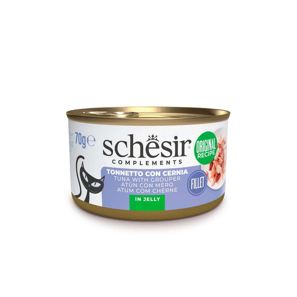 Lattina Schesir tonnetto e cernia in gelatina per gatto adulto 70 g