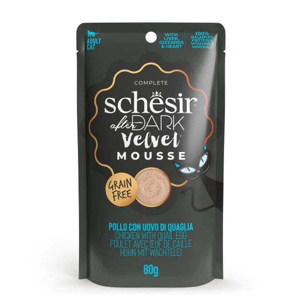 Schesir Gatto After Dark Velvet Mousse Adulto Pollo & Uovo di Quaglia Busta 80 g