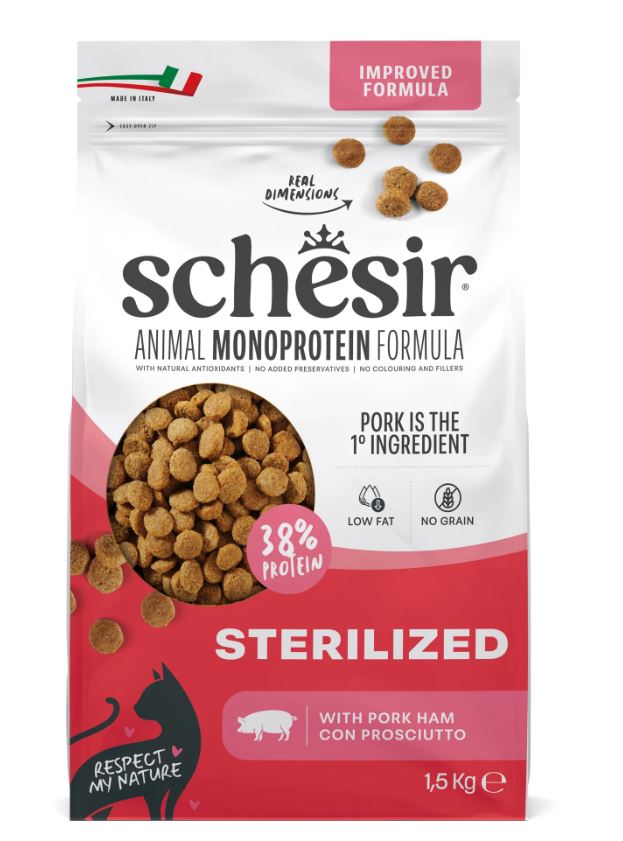 SCHESIR GATTO ANIMAL MONOPROTEIN FORMULA ADULTO STERILIZZATO PROSCIUTTO 1,5 KG