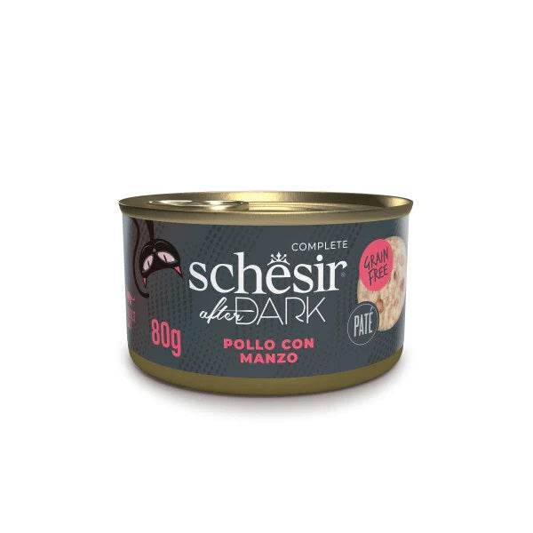 SCHESIR GATTO AFTER DARK PATE' ADULTO POLLO & MANZO LATTINA 80 GR