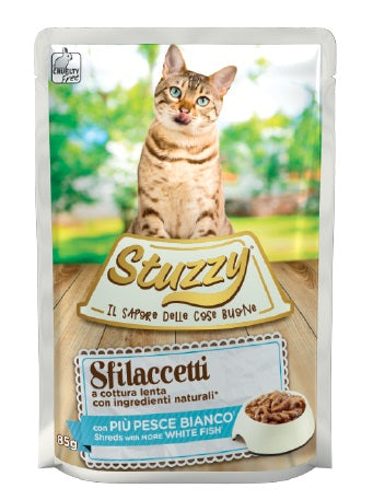 STUZZY GATTO SFILACCETTI BUSTA ADULTO PESCE BIANCO 85 GR