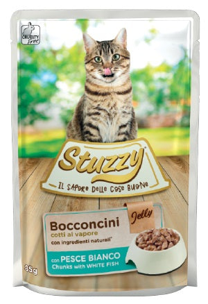 STUZZY GATTO BOCCONCINI JELLY BUSTA ADULTO PESCE BIANCO 85 GR