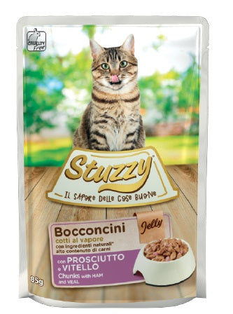 STUZZY GATTO BOCCONCINI JELLY BUSTA ADULTO PROSCIUTTO & VITELLO 85 GR