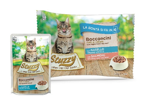 STUZZY GATTO BOCCONCINI MULTIPACK ADULTO NASELLO & SALMONE CF. (4X85) GR