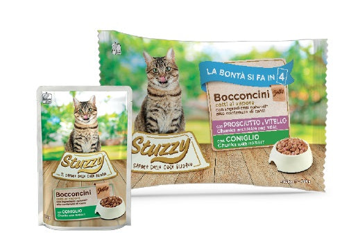 STUZZY GATTO BOCCONCINI JELLY MULTIPACK ADULTO PROSCIUTTO, VITELLO & CONIGLIO CF. (4X85) GR