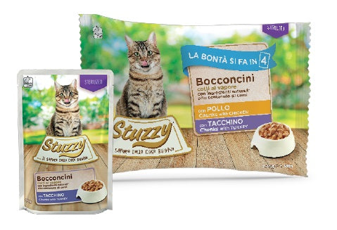 STUZZY GATTO BOCCONCINI MULTIPACK ADULTO STERILIZZATO POLLO & TACCHINO CF. (4X85) GR
