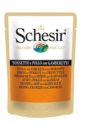 SCHESIR GATTO BUSTA IN JELLY ADULTO TONNETTO, POLLO & GAMBERETTI 85 GR