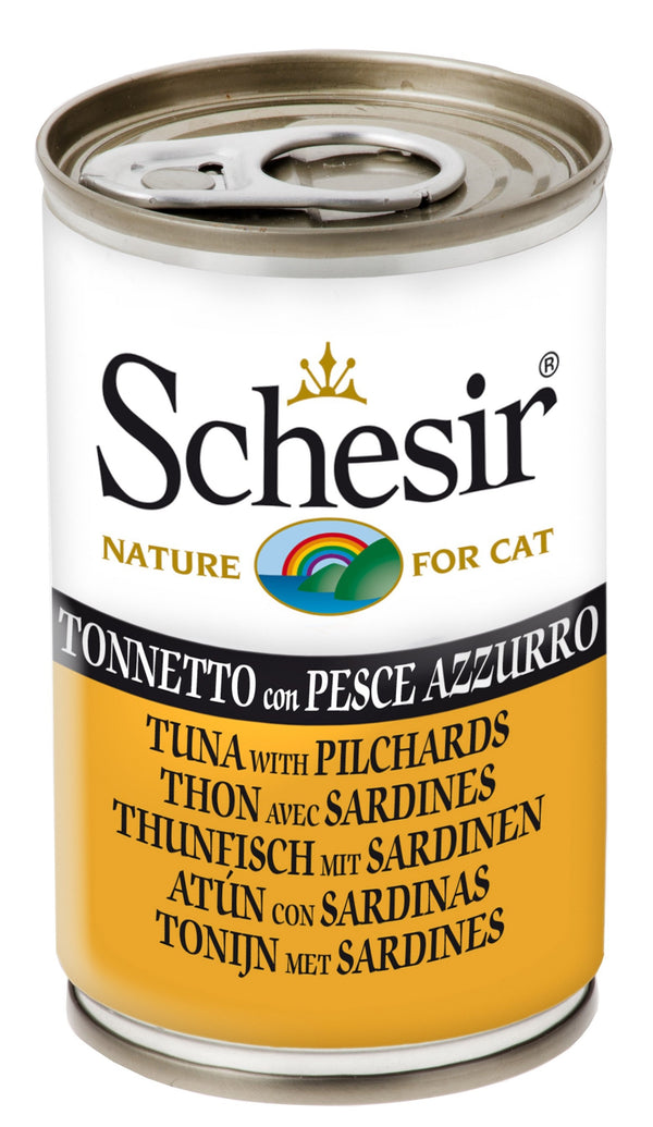 SCHESIR GATTO LATTINA IN JELLY ADULTO TONNETTO & PESCE AZZURRO 140 GR