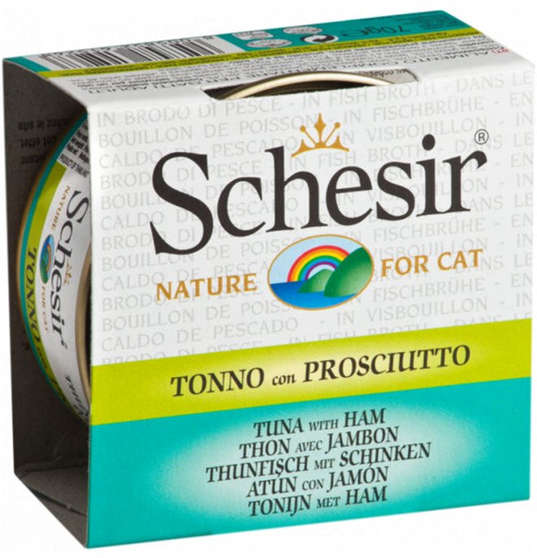 SCHESIR GATTO LATTINA IN BRODO DI PESCE ADULTO TONNETTO & PROSCIUTTO 70 GR