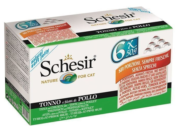 SCHESIR GATTO LATTINA IN JELLY MULTIPACK ADULTO TONNETTO & POLLO CF. (6X50) GR