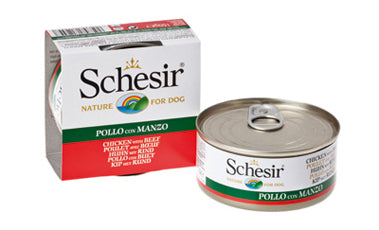 SCHESIR CANE LATTINA IN JELLY ADULTO POLLO & MANZO 150 GR