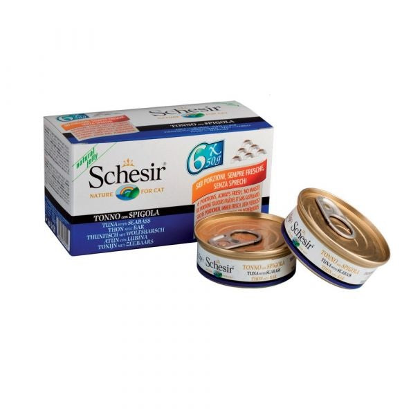 SCHESIR GATTO LATTINA IN JELLY MULTIPACK ADULTO TONNETTO & SPIGOLA CF. (6X50) GR