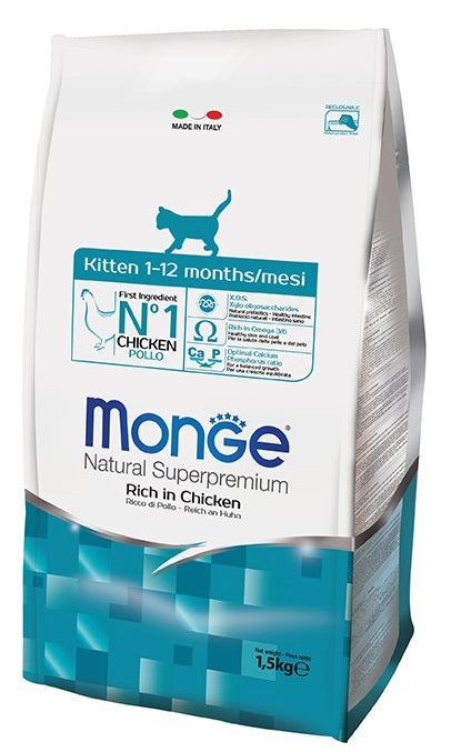 MONGE GATTO NATURAL SUPERPREMIUM KITTEN POLLO 1,5 KG