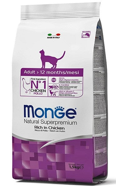 MONGE GATTO NATURAL SUPERPREMIUM ADULTO POLLO 1,5 KG