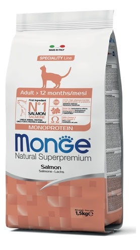 MONGE GATTO NATURAL SUPERPREMIUM ADULTO SALMONE 1,5 KG