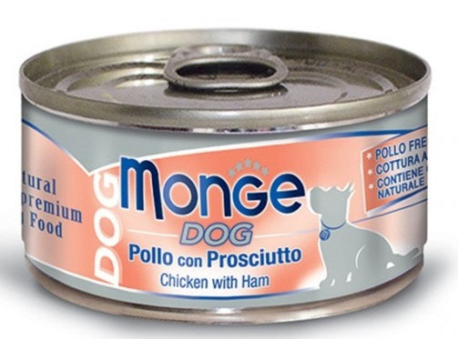 MONGE CANE NATURAL LATTINA ADULTO POLLO & PROSCIUTTO 95 GR