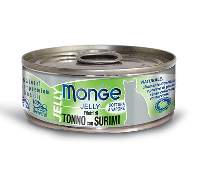 MONGE GATTO JELLY LATTINA ADULTO FILETTI DI TONNO & SURIMI 80 GR