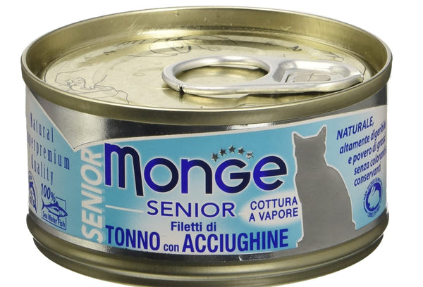 Monge Gatto Jelly Lattina Senior Filetti Di Tonno & Acciughine 80 g