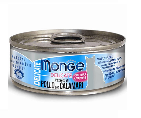 Monge Gatto Delicate Lattina Adulto Pezzetti Di Pollo & Calamari 80 g