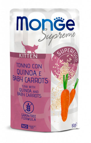 MONGE GATTO SUPREME BUSTA KITTEN TONNO, QUINOA & BABY CARROTS 80 GR