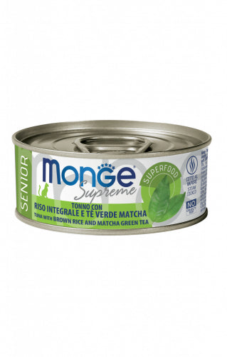 Monge Gatto Supreme Lattina Senior Tonno, Riso Integrale & Te' Verde Matcha 80 g