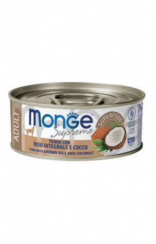 MONGE GATTO SUPREME LATTINA ADULTO TONNO, RISO INTEGRALE & COCCO 80 GR