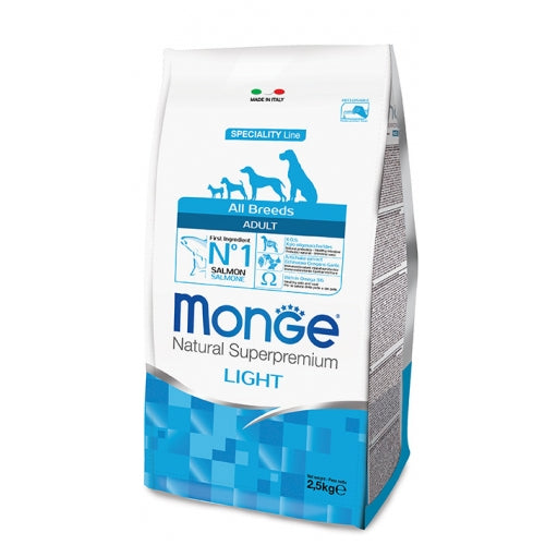 MONGE CANE NATURAL SUPERPREMIUM LIGHT ADULTO ALL BREEDS SALMONE & RISO 12 KG