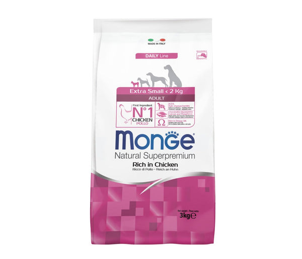 MONGE CANE NATURAL SUPERPREMIUM ADULTO EXTRA SMALL POLLO 3 KG