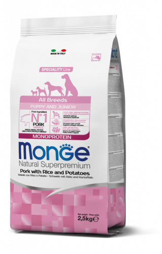 MONGE CANE NATURAL SUPERPREMIUM PUPPY&JUNIOR ALL BREEDS MAIALE, RISO & PATATE 2,5 KG