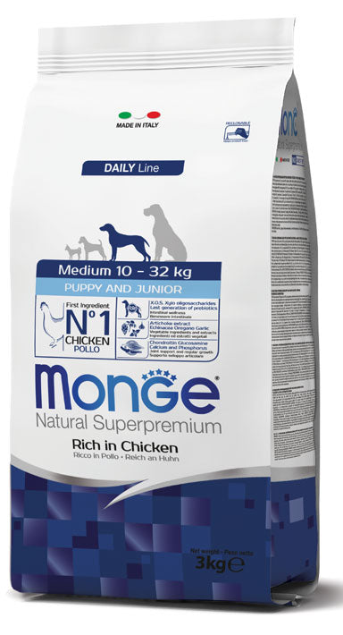 MONGE CANE NATURAL SUPERPREMIUM PUPPY&JUNIOR MEDIUM POLLO 800 GR