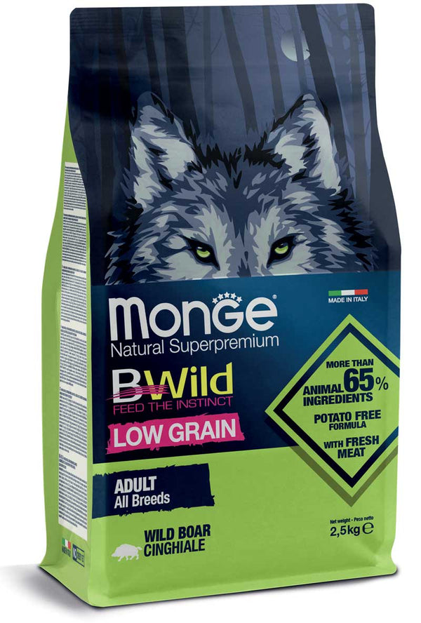 MONGE CANE BWILD LOW GRAIN ADULTO ALL BREEDS CINGHIALE 2,5 KG