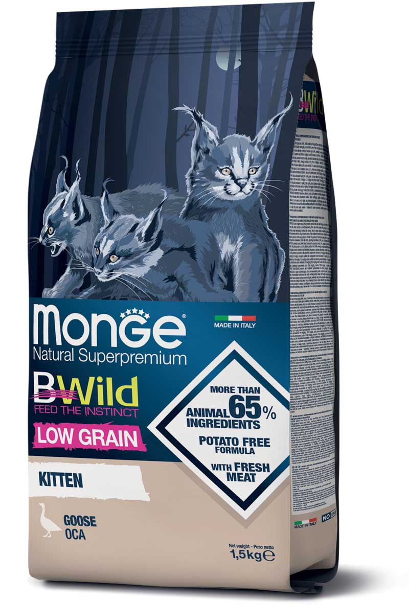 MONGE GATTO BWILD LOW GRAIN KITTEN OCA 1,5 KG