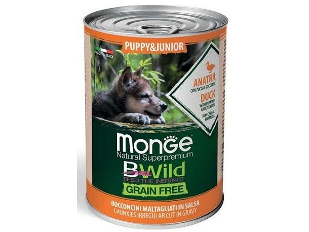 MONGE CANE BWILD GRAIN FREE LATTINA PUPPY&JUNIOR ANATRA, ZUCCA & ZUCCHINE 400 GR