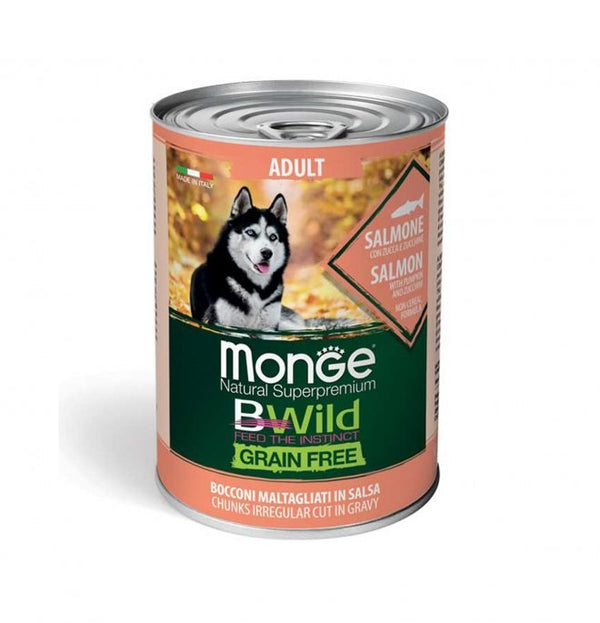 Monge Cane Bwild Grain Free Lattina Adulto Salmone, Zucca & Zucchine 400 g