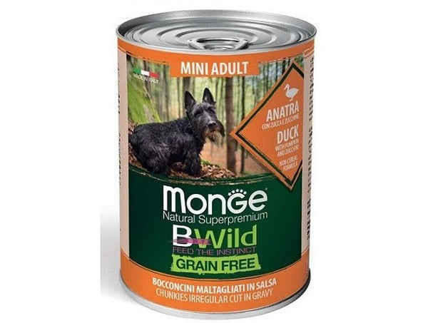 Monge Cane Bwild Grain Free Lattina Adulto Mini Anatra, Zucca & Zucchine 400 g