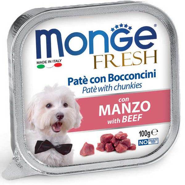 MONGE CANE FRESH VASCHETTA ADULTO MANZO 100 GR