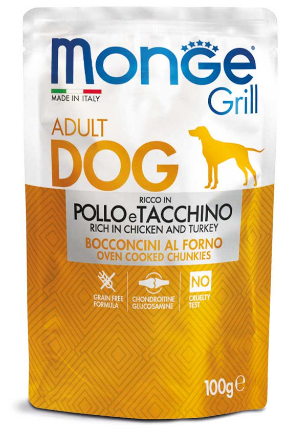 MONGE CANE GRILL BUSTA ADULTO POLLO & TACCHINO 100 GR