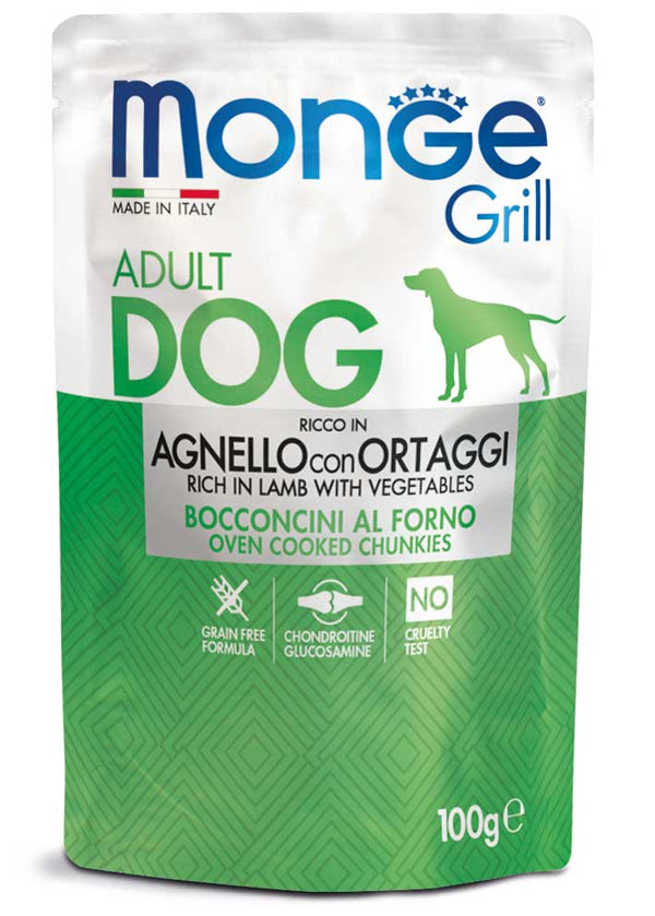 MONGE CANE GRILL BUSTA ADULTO AGNELLO & ORTAGGI 100 GR