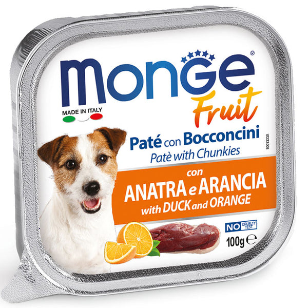 MONGE CANE FRUIT VASCHETTA ADULTO ANATRA & ARANCIA 100 GR