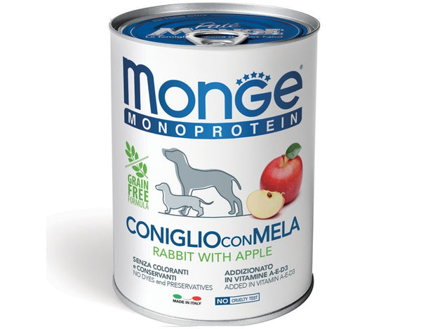 MONGE CANE MONOPROTEIN LATTINA ADULTO CONIGLIO & MELA 400 GR