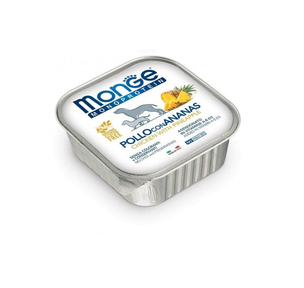 MONGE CANE MONOPROTEIN VASCHETTA ADULTO POLLO & ANANAS 150 GR